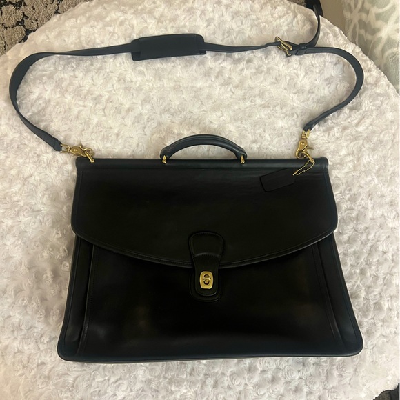 Vintage Coach Beekman Black Leather Briefcase - Picture 1 of 14